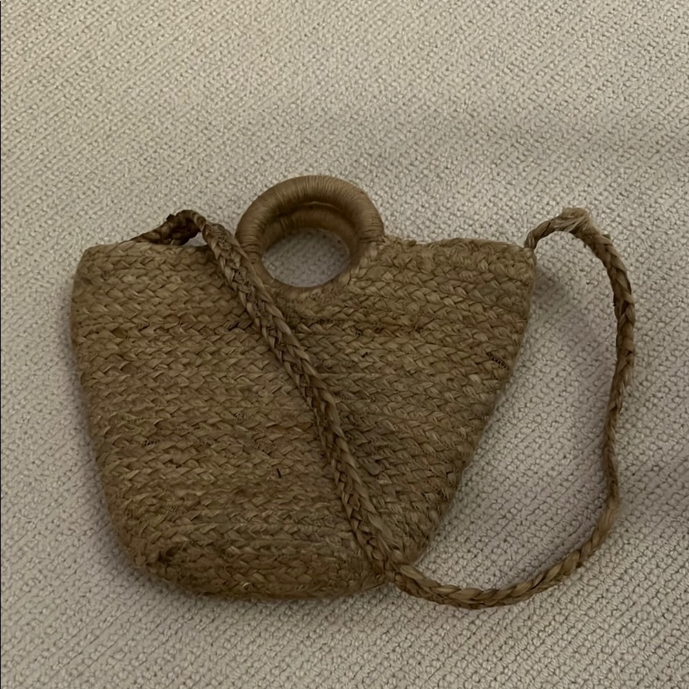 Zara Tan Tote Bag with Woven Design